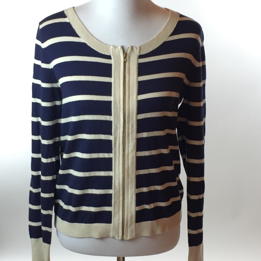 Old navy zipper cardigan navy striped medium-lg